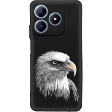 PrintiFy Realme C63 ile Uyumlu Kartal (0214C) Tasarımlı Siyah Lansman Kılıf