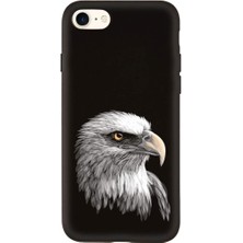 PrintiFy iPhone 8 ile Uyumlu Kartal (0214C) Tasarımlı Siyah Lansman Kılıf