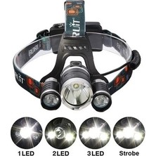 Skygo T6 Kafa Feneri 5000 Lumens 3xcree Xm-T6+2r5 Lamba LED Kamp Lambası