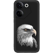 PrintiFy Tecno Camon 20 Pro ile Uyumlu Kartal (0214C) Tasarımlı Siyah Lansman Kılıf