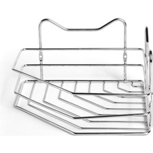 Paslanmaz Köşe Banyo Rafı, Şık ve Dayanıklı Gri Tasarım