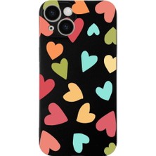 PrintiFy iPhone 15 ile Uyumlu Tropikal Kalpler (0214B) Tasarımlı Siyah Lansman Kılıf