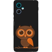 PrintiFy Xiaomi Redmi Note 12 5g ile Uyumlu Baykuş (0214A) Tasarımlı Siyah Lansman Silikon Kılıf