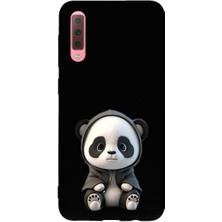 PrintiFy Samsung Galaxy A7 2018 ile Uyumlu Sevimli Panda (0214D) Tasarımlı Siyah Lansman Kılıf