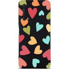 PrintiFy Huawei P Smart 2021 ile Uyumlu Tropikal Kalpler (0214B) Tasarımlı Siyah Lansman Kılıf