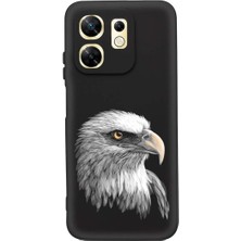 PrintiFy Infinix Zero 30 4g ile Uyumlu Kartal (0214C) Tasarımlı Siyah Lansman Kılıf