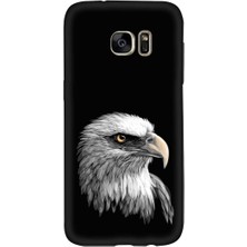 PrintiFy Samsung Galaxy S7 Edge ile Uyumlu Kartal (0214C) Tasarımlı Siyah Lansman Kılıf