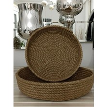 Kahverengi Hasır Sepet Düzenleyici Çiftli, Şık ve Kullanışlı Organizer Seti