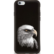 PrintiFy iPhone 6s Plus ile Uyumlu Kartal (0214C) Tasarımlı Siyah Lansman Kılıf