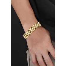 Rolexx Mascard Steel Jubelee Künye Kordon - Gold Renk