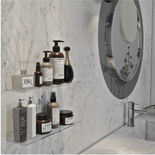 Turuncu Pleksi Banyo Rafları, 4’lü Set, 60X10 Cm, Şık ve Kullanışlı Düzenleyici