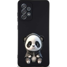 PrintiFy Samsung Galaxy A52S ile Uyumlu Sevimli Panda (0214D) Tasarımlı Siyah Lansman Kılıf