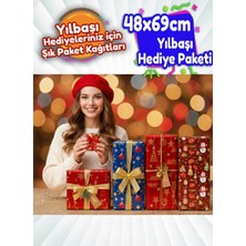 Yılbaşı Hediye Paket Kağıdı 48X69CM Büyük Ebat 4 Çeşit 2'şer Adet Toplam 8 Tane