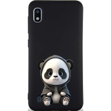 PrintiFy Samsung Galaxy A10 ile Uyumlu Sevimli Panda (0214D) Tasarımlı Siyah Lansman Kılıf