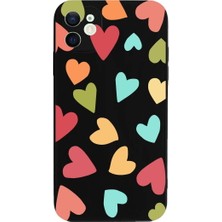 PrintiFy iPhone 12 Mini ile Uyumlu Tropikal Kalpler (0214B) Tasarımlı Siyah Lansman Kılıf