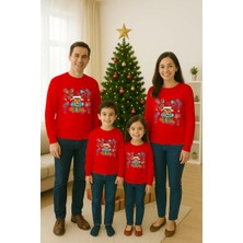 Sedirli Unisex Happy New Year Yılbaşı Baskılı Yetişkin ve Çocuk Sweatshirt 3 Iplik Şardonlu Kumaş