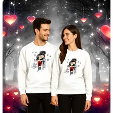 Sedirli Unisex Sevgililer Günü Baskılı Yetişkin Swaetshirt 3 Iplik Şardonlu