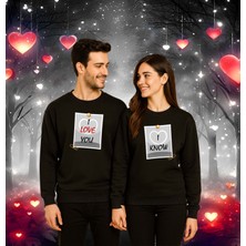Sedirli Unisex Sevgililer Günü Baskılı Yetişkin Swaetshirt 3 Iplik Şardonlu