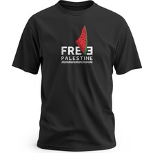 Zaytoon Tişört Kısa Kollu Free Palestine Filistin Haritası Bayraklı Baskılı Unisex Pamuklu