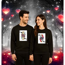 Sedirli Unisex Sevgililer Günü Baskılı Yetişkin Swaetshirt 3 Iplik Şardonlu