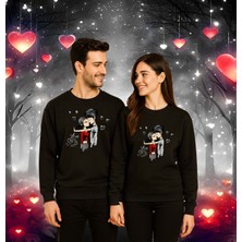 Sedirli Unisex Sevgililer Günü Baskılı Yetişkin Swaetshirt 3 Iplik Şardonlu