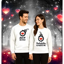 Sedirli Unisex Sevgililer Günü Baskılı Yetişkin Swaetshirt 3 Iplik Şardonlu