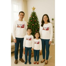 Sedirli Unisex Happy New Year Yılbaşı Baskılı Yetişkin ve Çocuk Sweatshirt 3 Iplik Şardonlu Kumaş