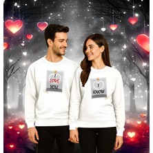 Sedirli Unisex Sevgililer Günü Baskılı Yetişkin Swaetshirt 3 Iplik Şardonlu
