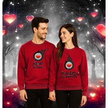 Sedirli Unisex Sevgililer Günü Baskılı Yetişkin Swaetshirt 3 Iplik Şardonlu