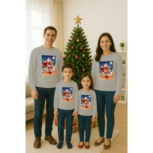 Sedirli Unisex Happy New Year Yılbaşı Baskılı Yetişkin ve Çocuk Sweatshirt 3 Iplik Şardonlu Kumaş