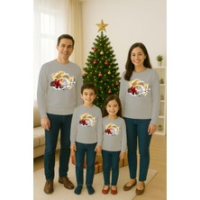Sedirli Unisex Happy New Year Yılbaşı Baskılı Yetişkin ve Çocuk Sweatshirt 3 Iplik Şardonlu Kumaş