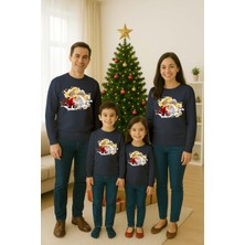 Sedirli Unisex Happy New Year Yılbaşı Baskılı Yetişkin ve Çocuk Sweatshirt 3 Iplik Şardonlu Kumaş