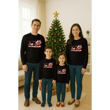 Sedirli Unisex Happy New Year Yılbaşı Baskılı Yetişkin ve Çocuk Sweatshirt 3 Iplik Şardonlu Kumaş