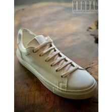 Nurbağ Dokuma Pembe Detaylı Beyaz 80 cm Polyester Bağ