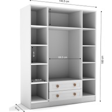 PlatinReyon Bohem 4 Kapak 2 Çekmece Gardırop Mdf Kapak