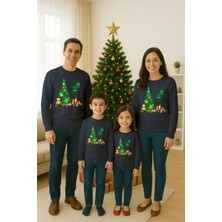 Sedirli Unisex Happy New Year Yılbaşı Baskılı Yetişkin ve Çocuk Sweatshirt 3 Iplik Şardonlu Kumaş