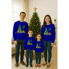 Sedirli Unisex Happy New Year Yılbaşı Baskılı Yetişkin ve Çocuk Sweatshirt 3 Iplik Şardonlu Kumaş