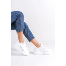 Joy Ayakkabı Valencıa Bağcıksız Cırt Cırtlı Ortopedik Taban Kadın Sneaker Spor Ayakkabı Cbt - Beyaz