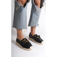 Joy Ayakkabı Lydıa Bağcıksız Ortopedik Rahat Taban Kalp Desenli Kadın Babet Ayakkabı  Ckt - Siyah