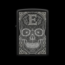 Alsepeteavm Benzinli Çakmak Kuru Kafa Figürlü E Harfli Tasarım - V25