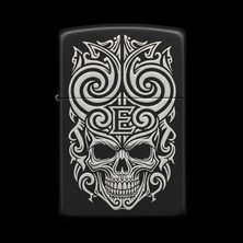 Alsepeteavm Benzinli Çakmak Kuru Kafa Figürlü E Harfli Tasarım - V15