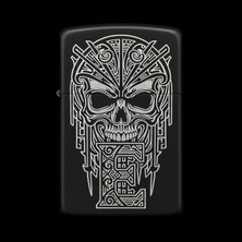 Alsepeteavm Benzinli Çakmak Kuru Kafa Figürlü E Harfli Tasarım - V33