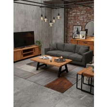 Raweyn Dahlıa Sulamalı Doğal Ahşap Orta Sehpa 45X60