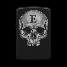 Alsepeteavm Benzinli Çakmak Kuru Kafa Figürlü E Harfli Tasarım - V11