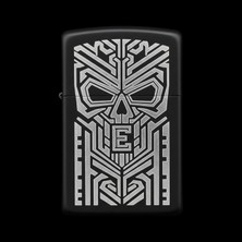 Alsepeteavm Benzinli Çakmak Kuru Kafa Figürlü E Harfli Tasarım - V35