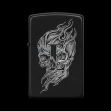 Alsepeteavm Benzinli Çakmak Kuru Kafa Figürlü E Harfli Tasarım - V34