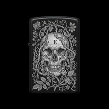 Alsepeteavm Benzinli Çakmak Kuru Kafa Figürlü E Harfli Tasarım - V3