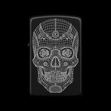 Alsepeteavm Benzinli Çakmak Kuru Kafa Figürlü E Harfli Tasarım - V40