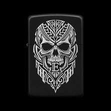 Alsepeteavm Benzinli Çakmak Kuru Kafa Figürlü E Harfli Tasarım - V31