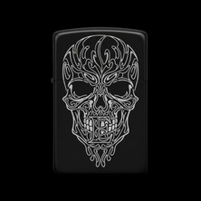 Alsepeteavm Benzinli Çakmak Kuru Kafa Figürlü E Harfli Tasarım - V20